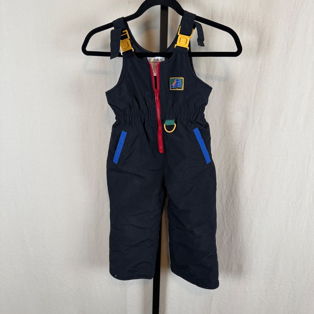 Vintage Gymboree Kids Black Snow Bib Overalls Ski Snowsuit Medium‎